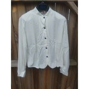 Vintage White Blouse Size L Button Up Shirt Office Career Desk Job Everyday 90s